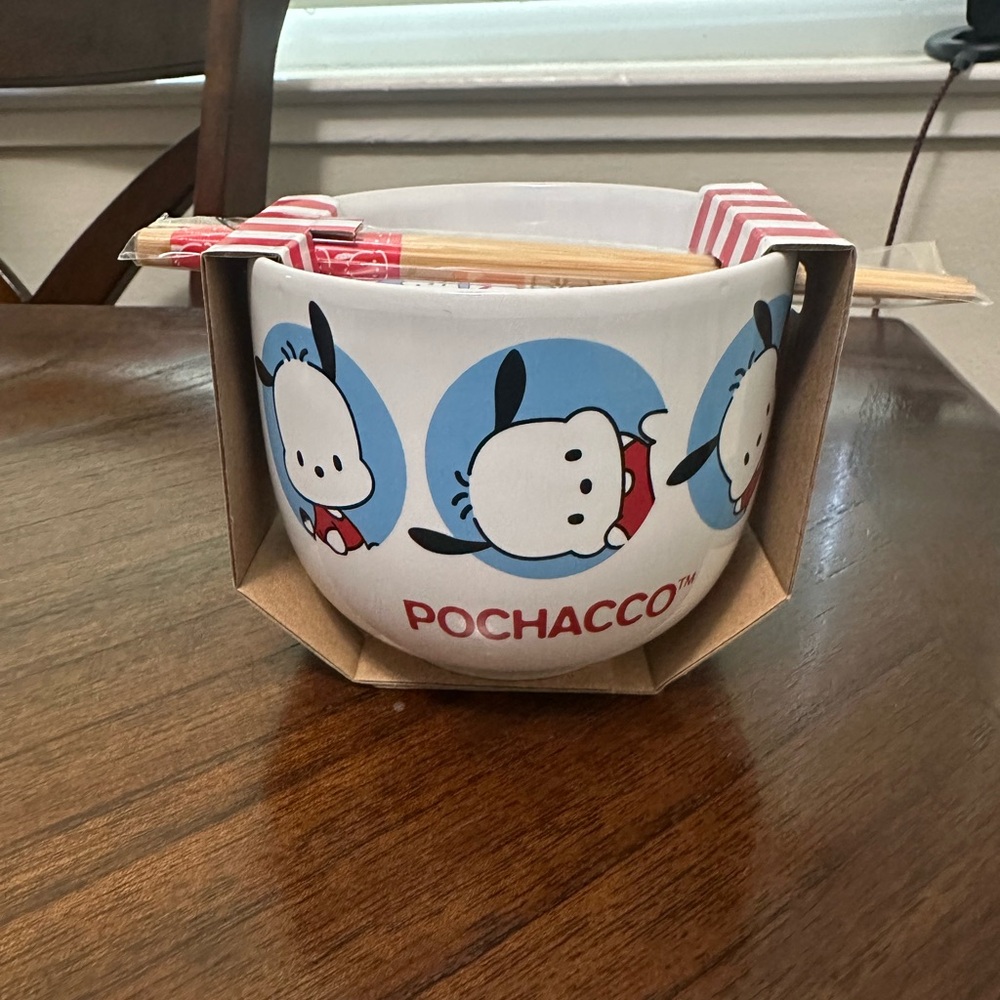 Pochacco Ceramic Bowl with Chopsticks